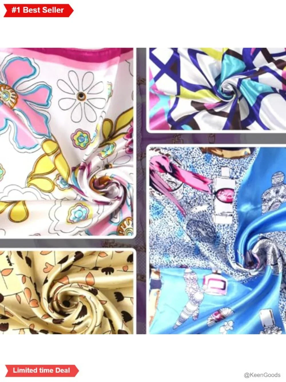10 Pc Silky Square Scarf Set Neck Head Wrap Assorted Pattern 19.7